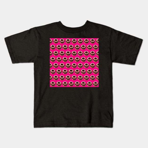 Chocolate Donut Pattern Kids T-Shirt by ArtFactoryAI